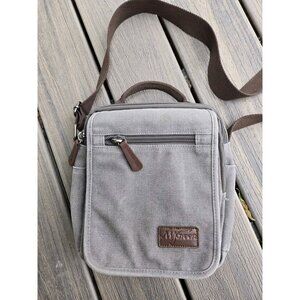 Mygreen Canvas Crossbody Shoulder Bag Messenger Work Small Gray 3 Compartments